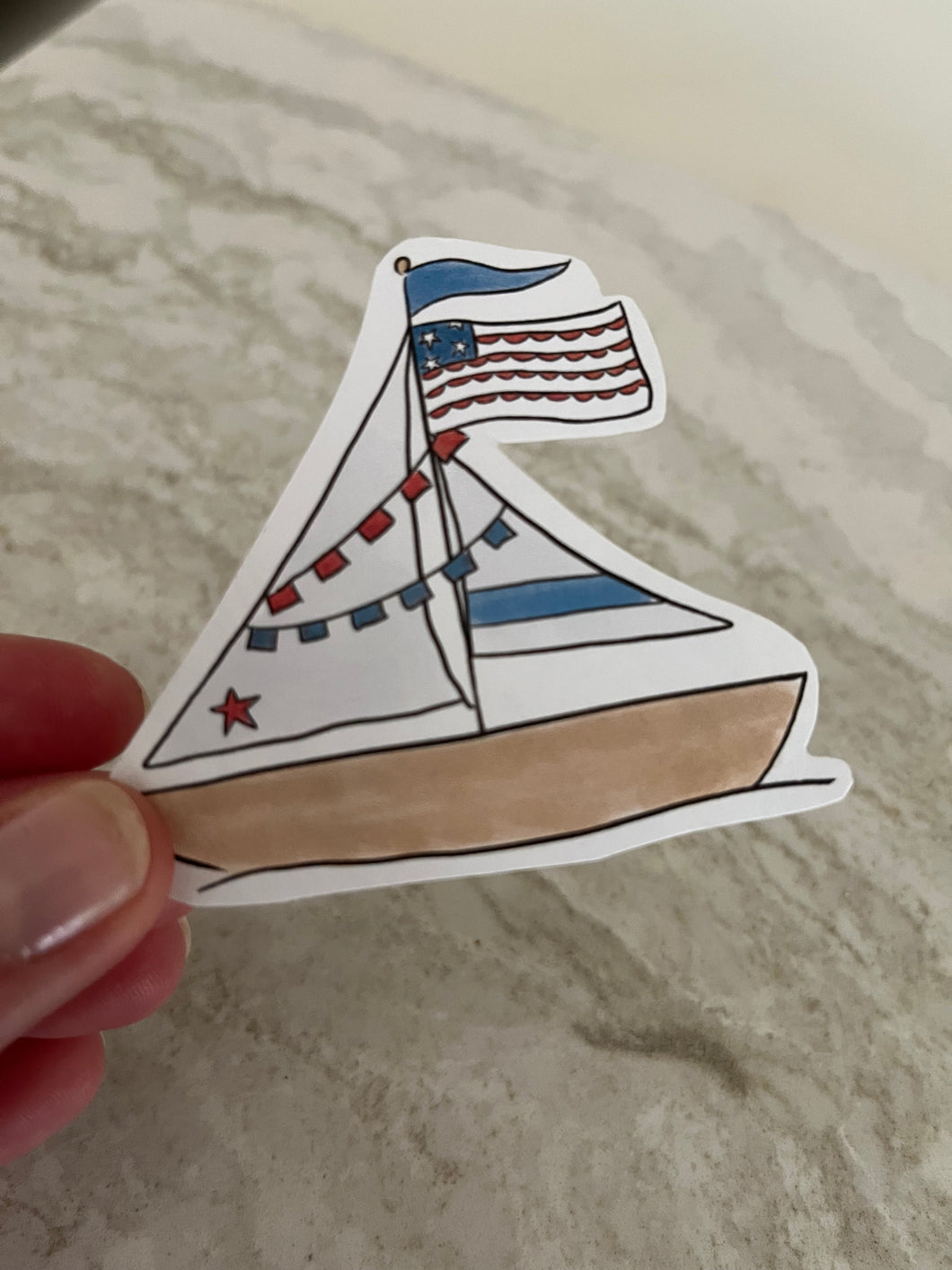 Boat Americana Flag Sticker