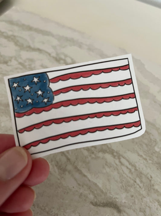 Scalloped American Flag Sticker
