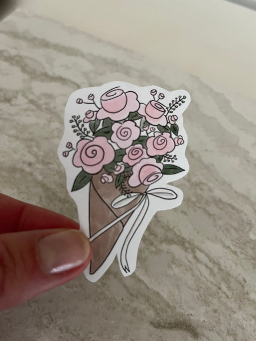 Rose Bouquet Flag Sticker