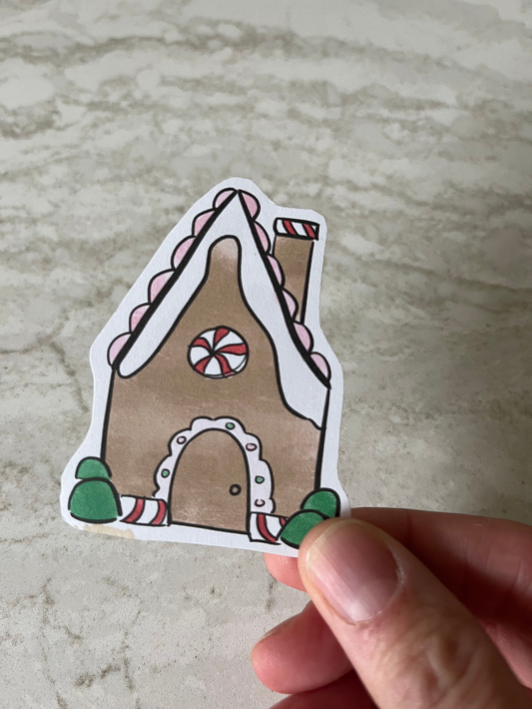 Peppermint Gingerbread House Sticker