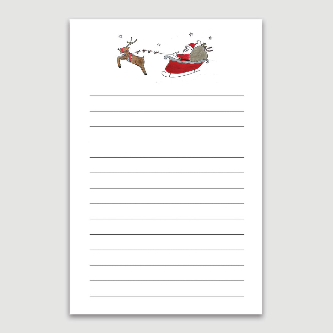 Keep track of holiday to-do's and memos with this notepad featuring Santa and his reindeer.