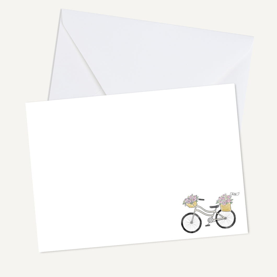 Hello! Beach Flower Cruiser Note Card Set